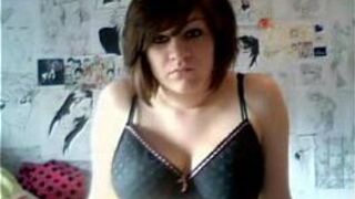 Busty amateur touches her breasts and nude body - porn video