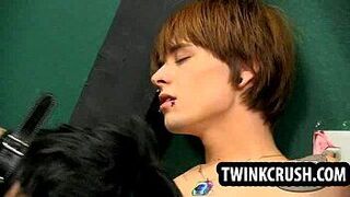 Horny twink Miles Pride getting his hard cock sucked - porn video