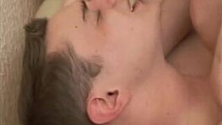 Blonde horny guy sucks his cum in skinny dudes tight asshole - porn video