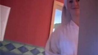 Blonde mom masturbates and sucks - porn video